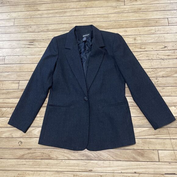 Briggs NY 100% Wool Suit Jacket Women 8 Charcoal Gray 1 Button Modern Cut Blazer - Picture 11 of 16